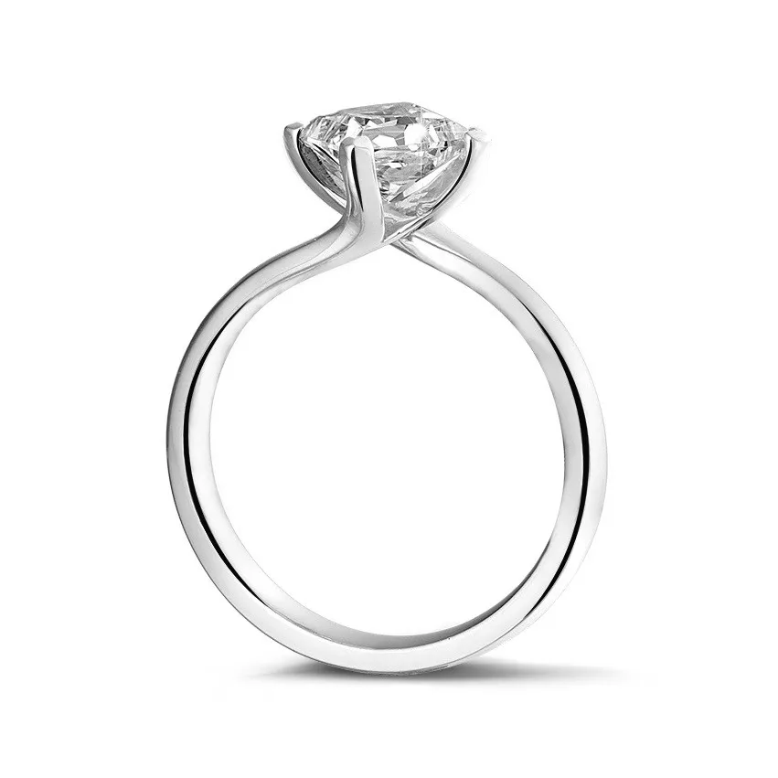 1.00 QUILATES ANILLO SOLITARIO EN ORO BLANCO CON DIAMANTE TALLA PRINCESA DE CALIDAD EXCEPCIONAL (DIFEXNONE FLUORESCENCIAGIA 