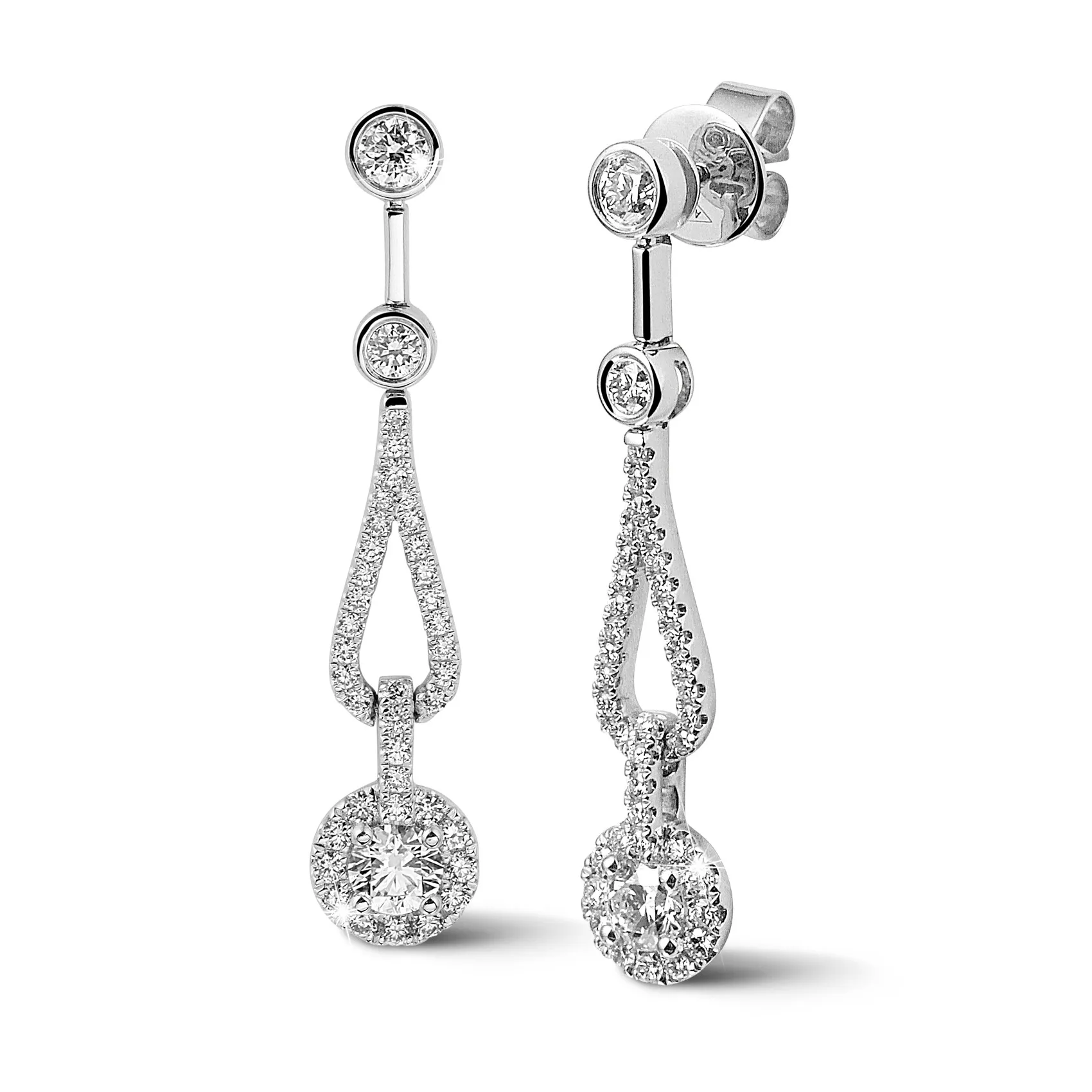 1.20 quilates pendientes diamantes en oro blanco 