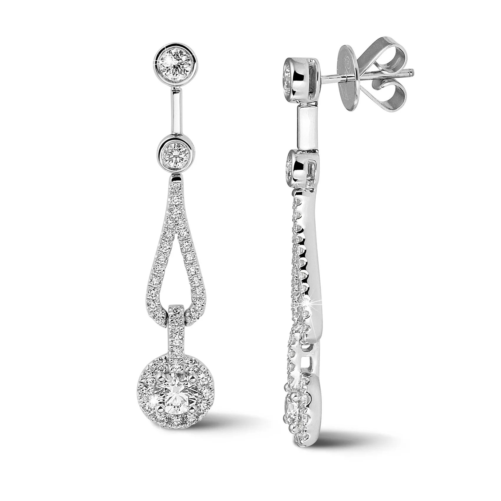 1.20 quilates pendientes diamantes en oro blanco 