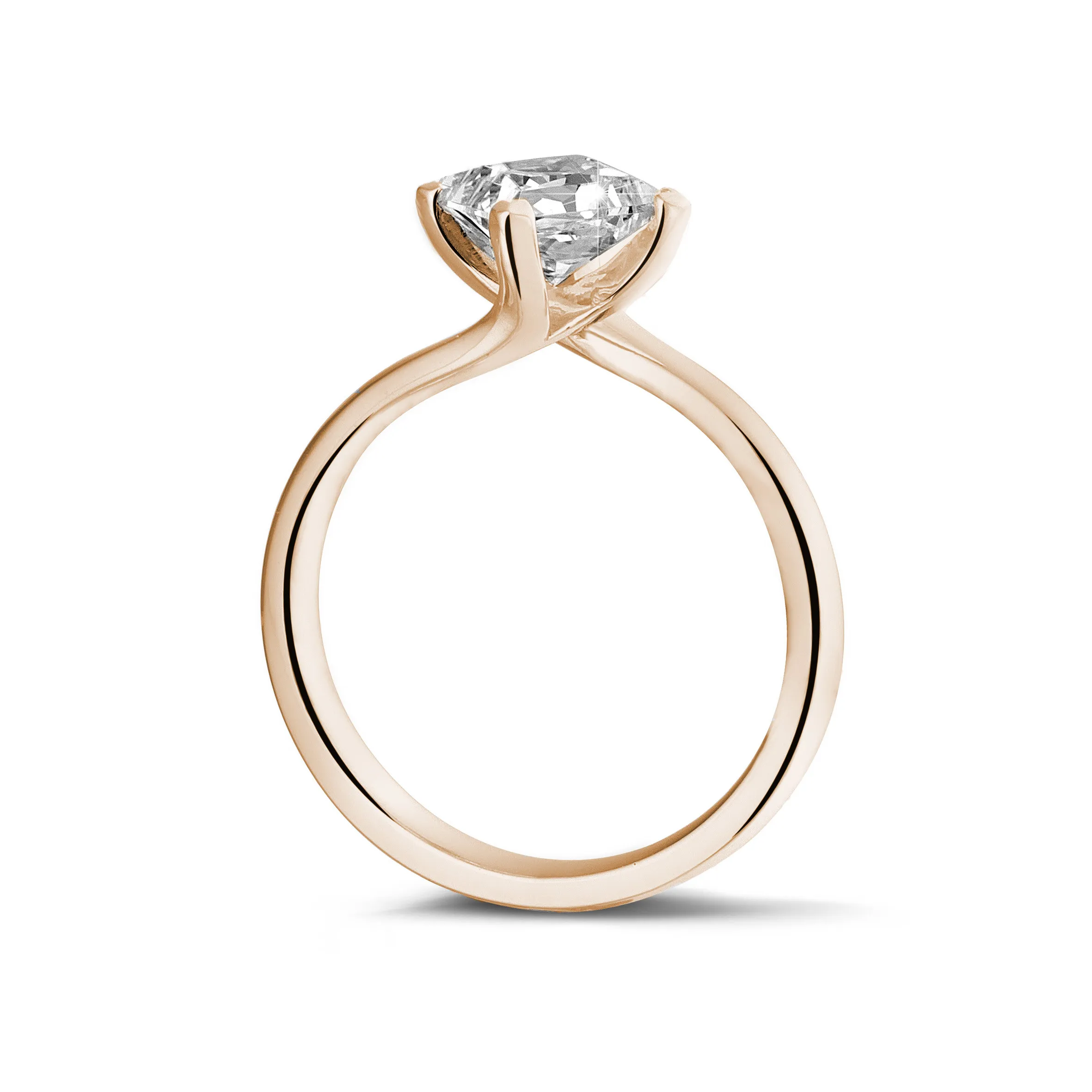 1.50 quilates anillo solitario en oro rojo con diamante talla princesa 