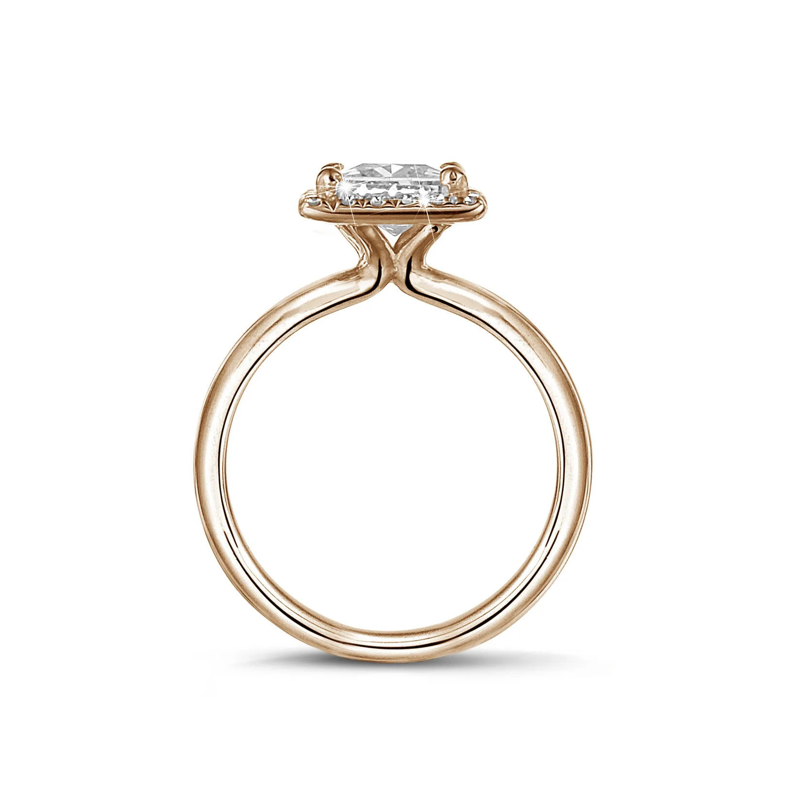 1.50 quilateshalo anillo solitario diamante princesa en oro rojo con diamantes redondos 