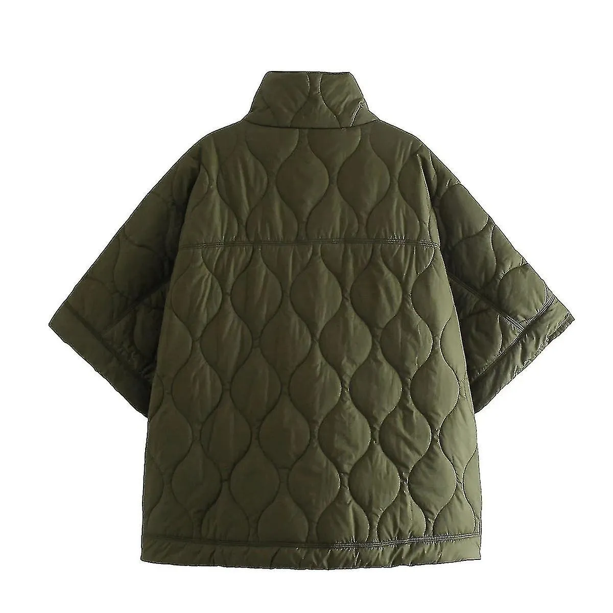 2023 Parkas de invierno para mujer Casual de media manga Cuello alto Acolchado Abrigos acolchados Bolsillo femenino Chaqueta hol