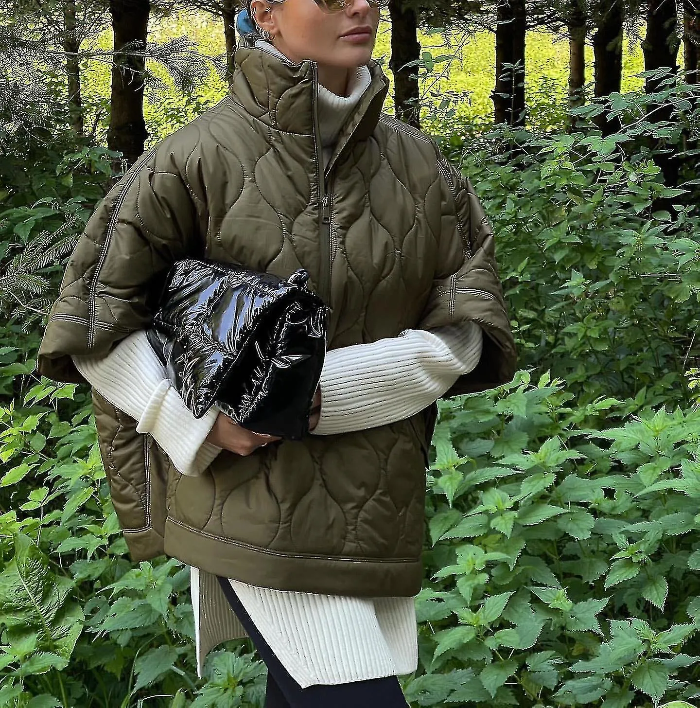 2023 Parkas de invierno para mujer Casual de media manga Cuello alto Acolchado Abrigos acolchados Bolsillo femenino Chaqueta hol