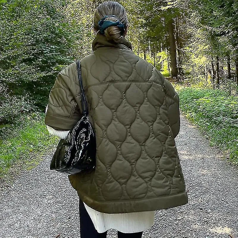 2023 Parkas de invierno para mujer Casual de media manga Cuello alto Acolchado Abrigos acolchados Bolsillo femenino Chaqueta hol