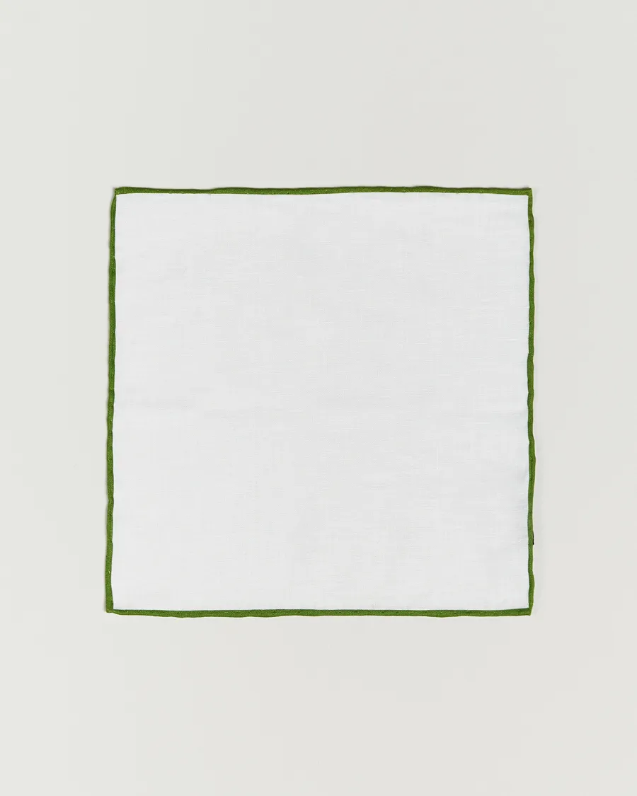 Amanda Christensen Linen Paspoal Pocket Square White/Green