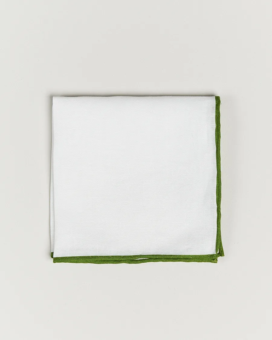 Amanda Christensen Linen Paspoal Pocket Square White/Green