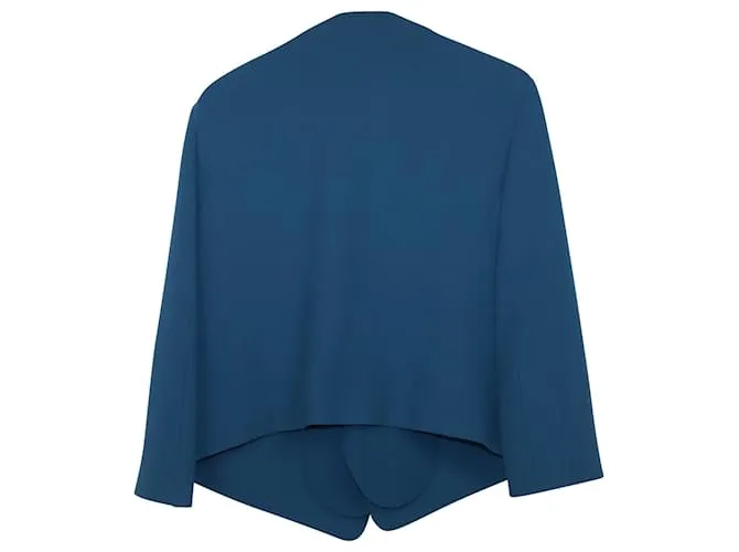 Americana corta Chloé en crepé de lana azul 