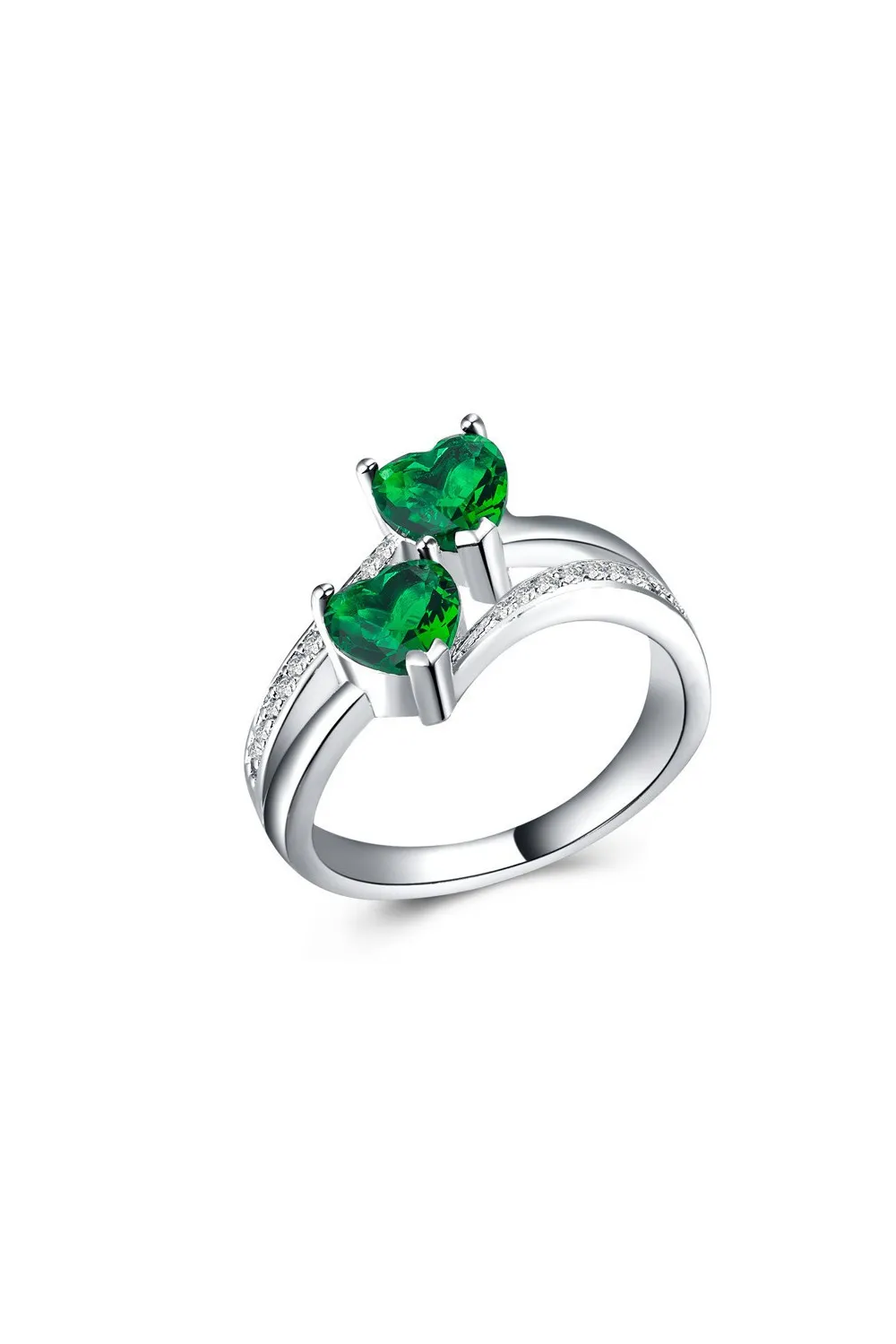 Anillo corazón doble aro verde