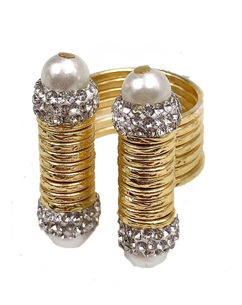 ANILLOS MUJER DORADOS CON DISEÑO ELEGANTE DE PERLAS Y CRISTAL