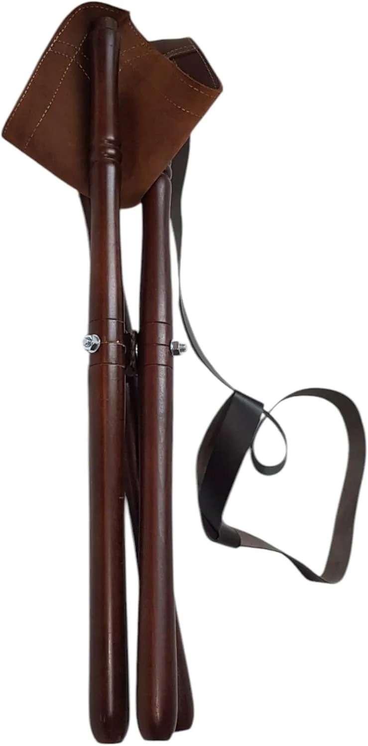 Articulos de Caza Silla para Cazar  Patas de Madera y culera de Cuero  con Correa para el Transporte (60CM)