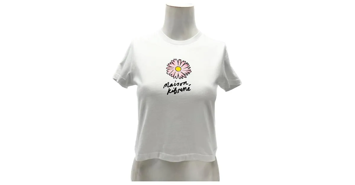 Autre Marque MAISON KITSUNE Tops Camiseta.Algodón Internacional XS Blanco 