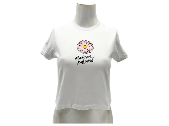 Autre Marque MAISON KITSUNE Tops Camiseta.Algodón Internacional XS Blanco 
