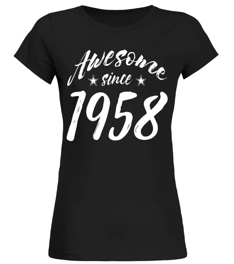AWESOME SINCE 1958 HAPPY 59 TH BIRTHDAY GIFT TSHIRT  LIMITED EDITION CAMISETA CUELLO REDONDO MUJER