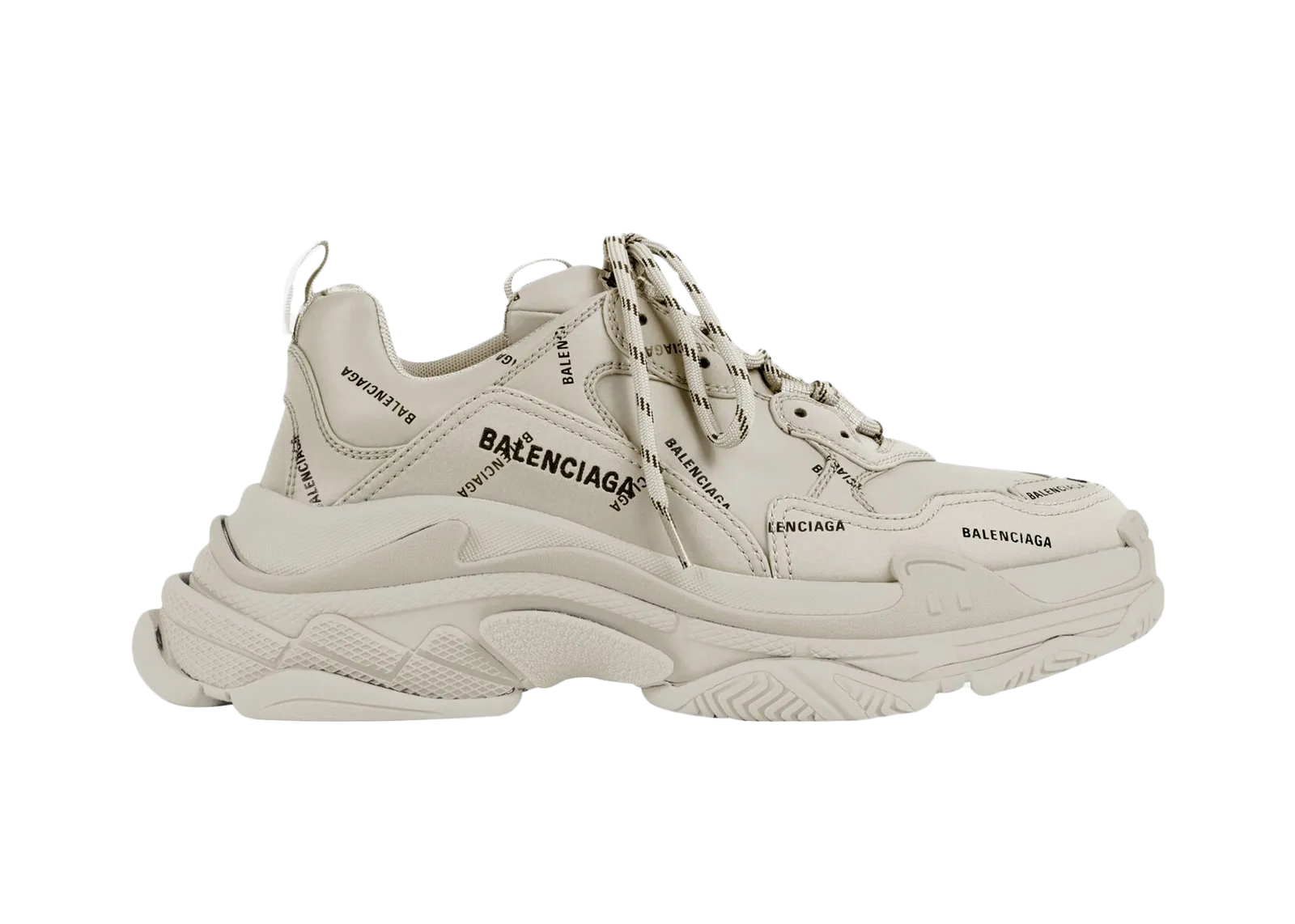 Balenciaga All Over Logo Triple S Beige Black