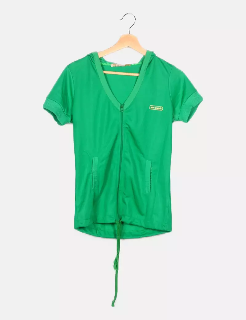 Bershka Chaqueta verde cremallera
