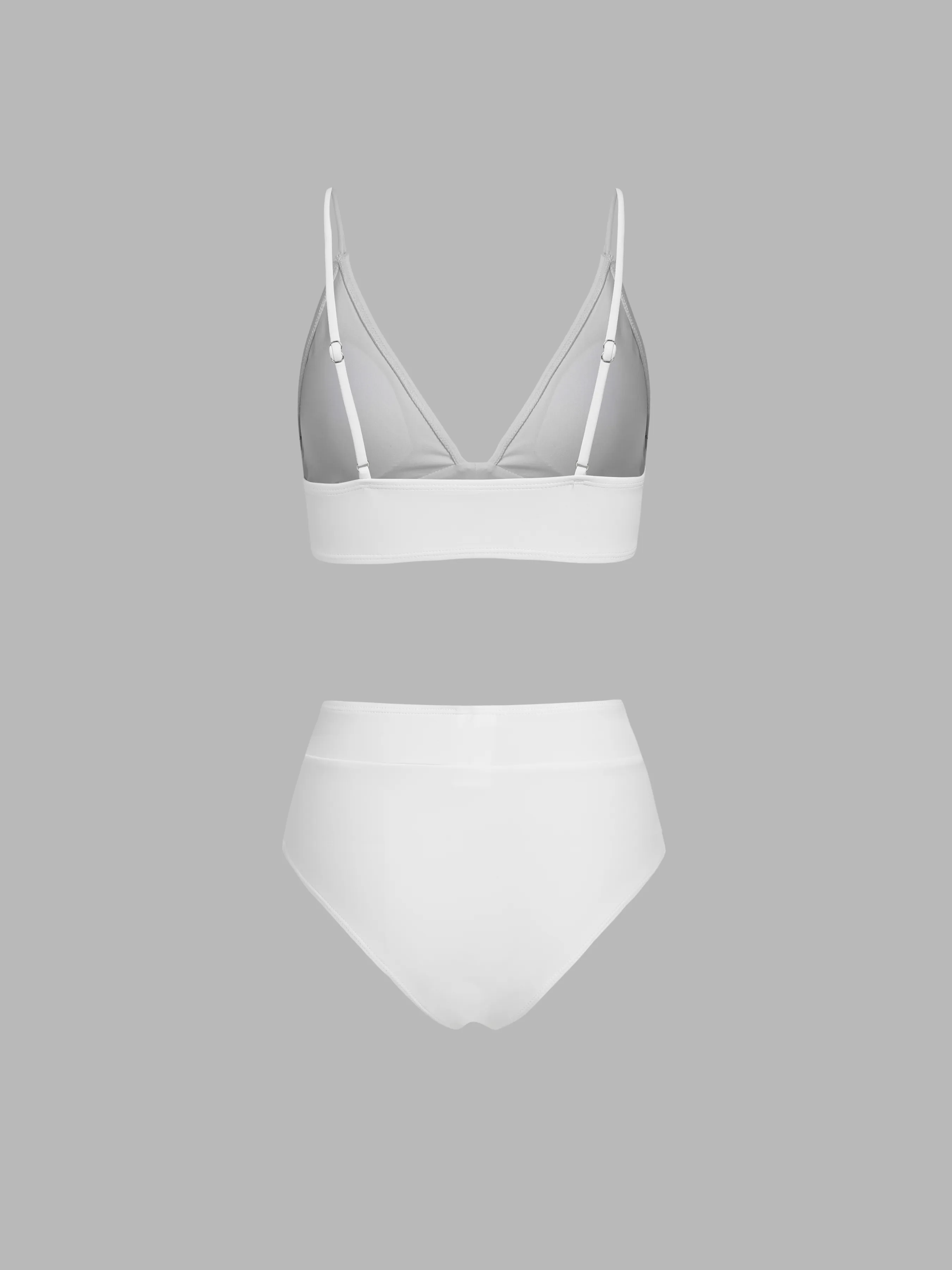 Bikini de Jersey Sólido con Control de Abdomen y Escote en V para Vacaciones en la Riviera Francesa