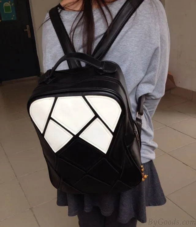 Black White Irregular Contrast Color Backpack