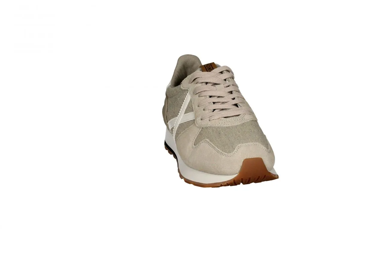 Blucher Nobuck/lona Beig Anagrama y Talon Blanco Piso Goma
