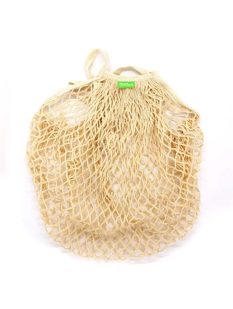 Bolsa de malla con asa larga 100% algodón orgánico