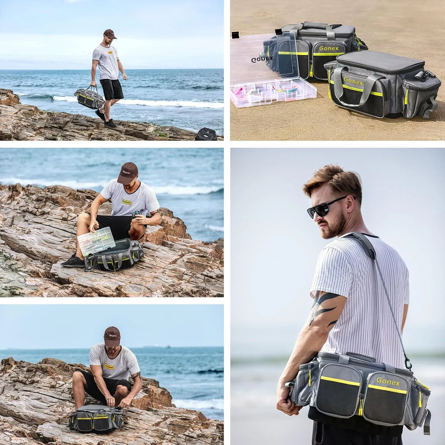 Bolsa de Pesca Impermeable de poliéster con Correa de Hombro Acolchada y Base Antideslizante  Adecuada para 3600 3700 Tackle Box