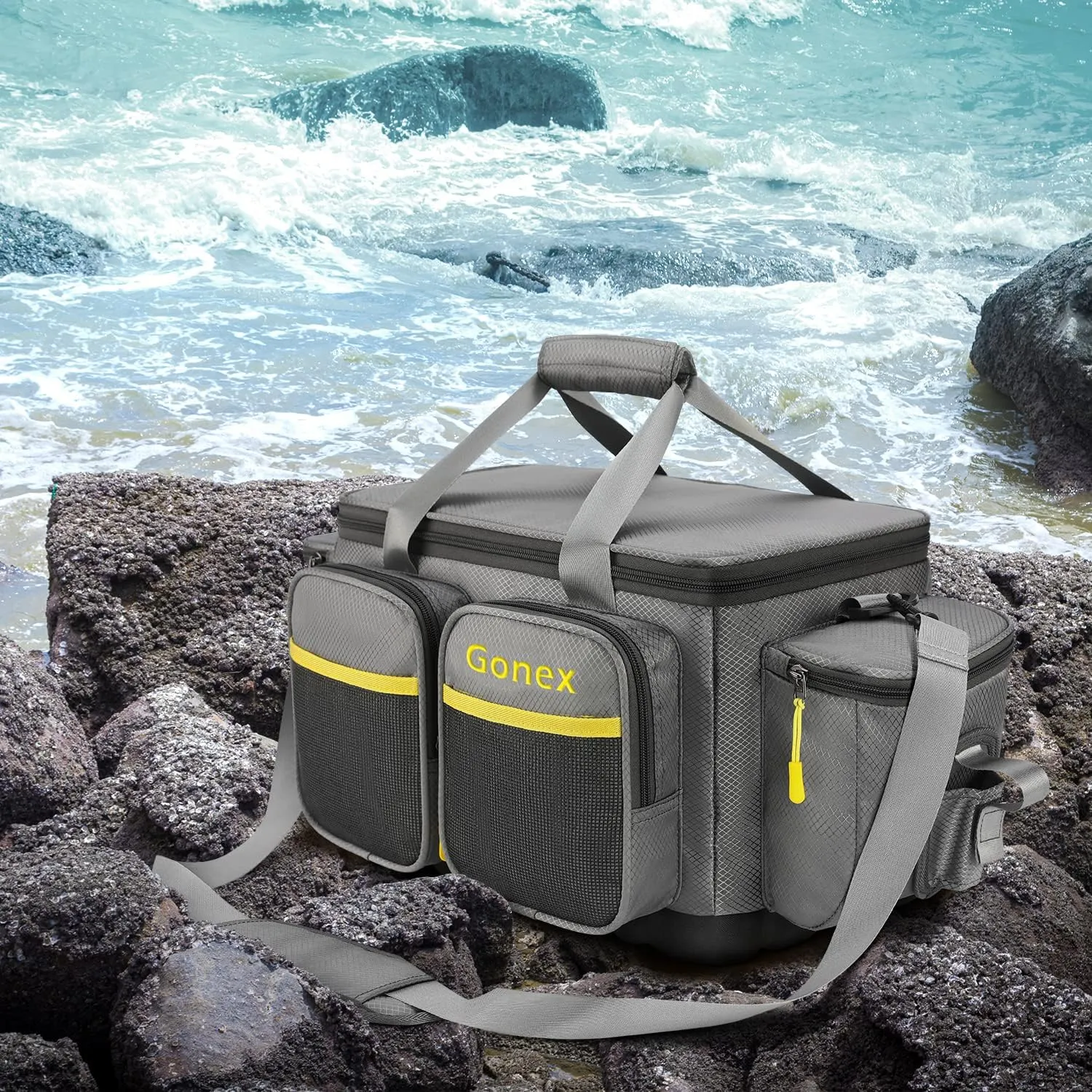 Bolsa de Pesca Impermeable de poliéster con Correa de Hombro Acolchada y Base Antideslizante  Adecuada para 3600 3700 Tackle Box