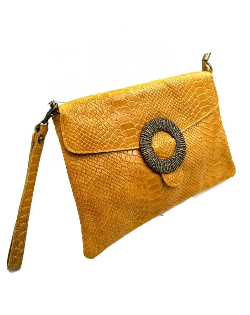 BOLSO CAMEL DE PIEL EFECTO SERPIENTE MUY ESTILOSO PARA USO DIARIO