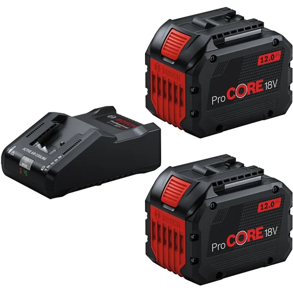 BOSCH  1600A02T5W  JUEGO2 BATERíAS SI INCARCATOR, LIION, 18 V, 12 AH, CARGA RáPIDA