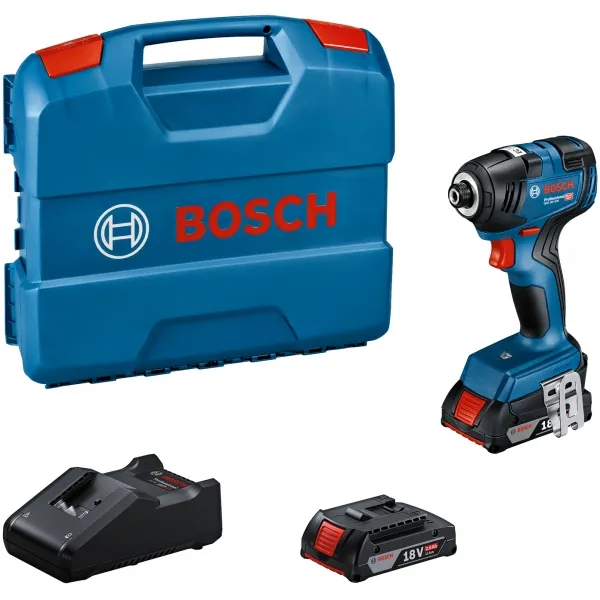 BOSCH  GDR 18V200  ATORNILLADORA CON IMPACTO CON 2 BATERíAS, LIION, 18 V, 4 AH, 200 NM, M6M16, CAJA ESPECIAL