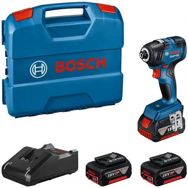 BOSCH  GDR 18V200  ATORNILLADORA CON IMPACTO CON 2 BATERíAS, LIION, 18 V, 4 AH, 200 NM, M6M16, CAJA ESPECIAL