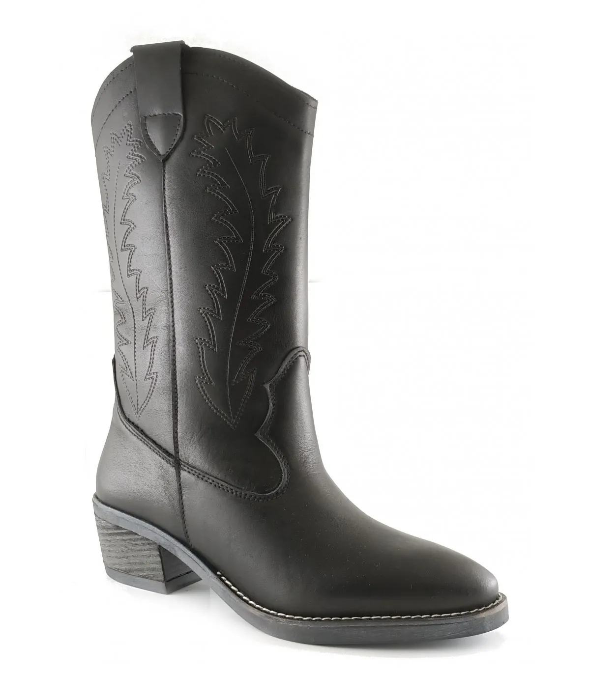 Bota campera en piel negra