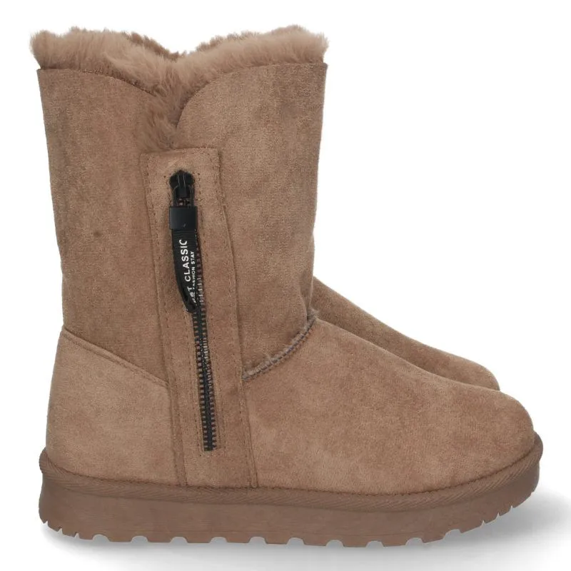 Botas australianas mujer kaki detalle cremallera