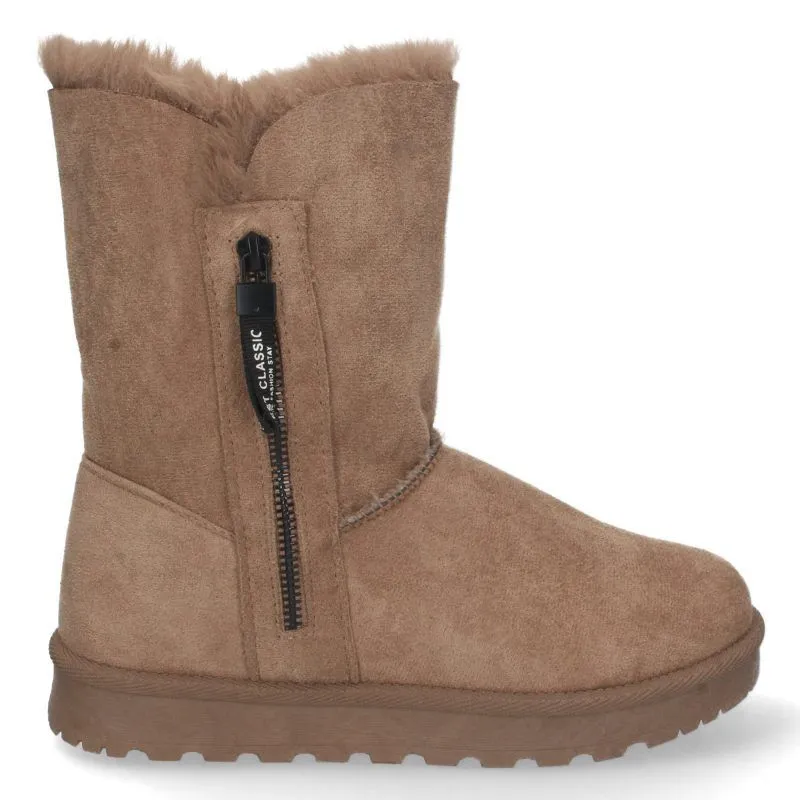 Botas australianas mujer kaki detalle cremallera
