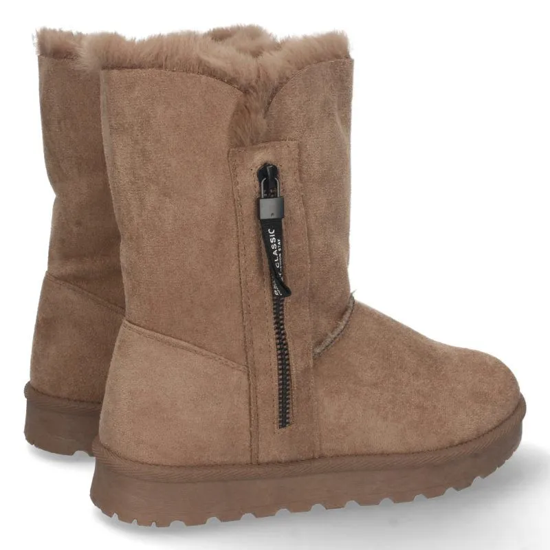 Botas australianas mujer kaki detalle cremallera