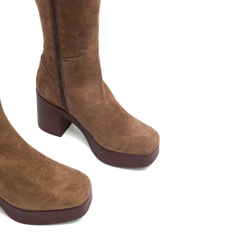 BOTAS DE TACÓN MOKA CON CREMALLERA LARISA