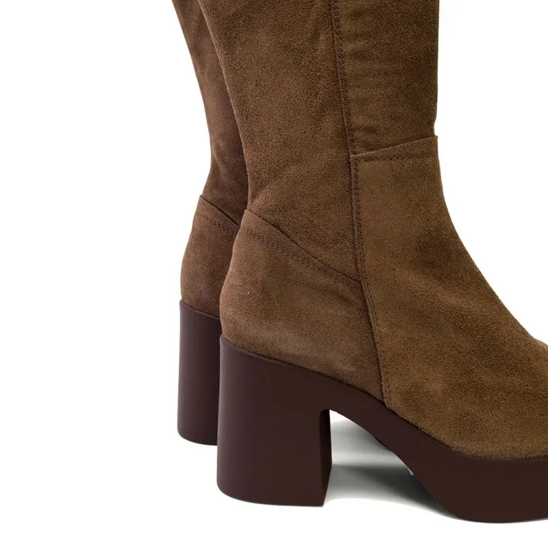 BOTAS DE TACÓN MOKA CON CREMALLERA LARISA