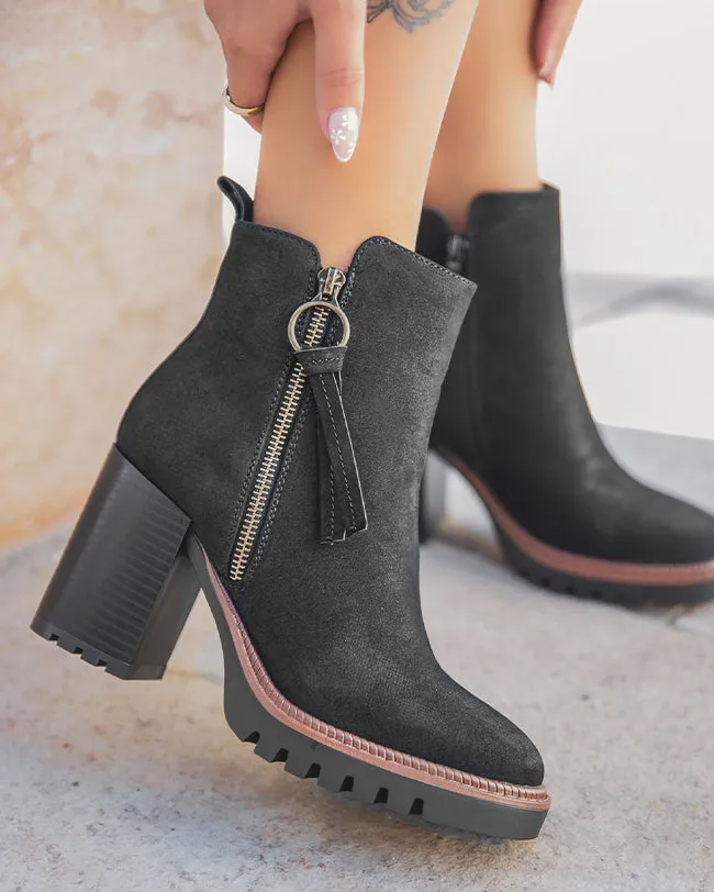 BOTINES DE MUJER NEGROS CON TACóN  PETRA