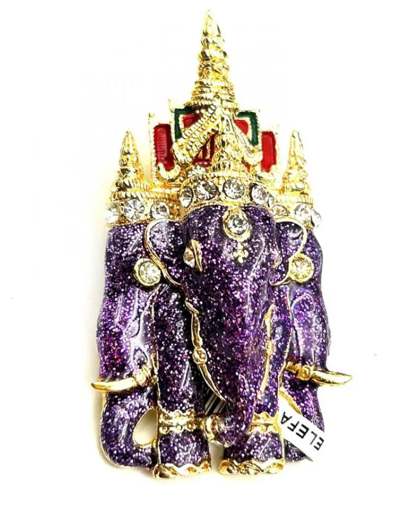 BROCHES MORADOS ELEGANTES CON ELEFANTE JOYA