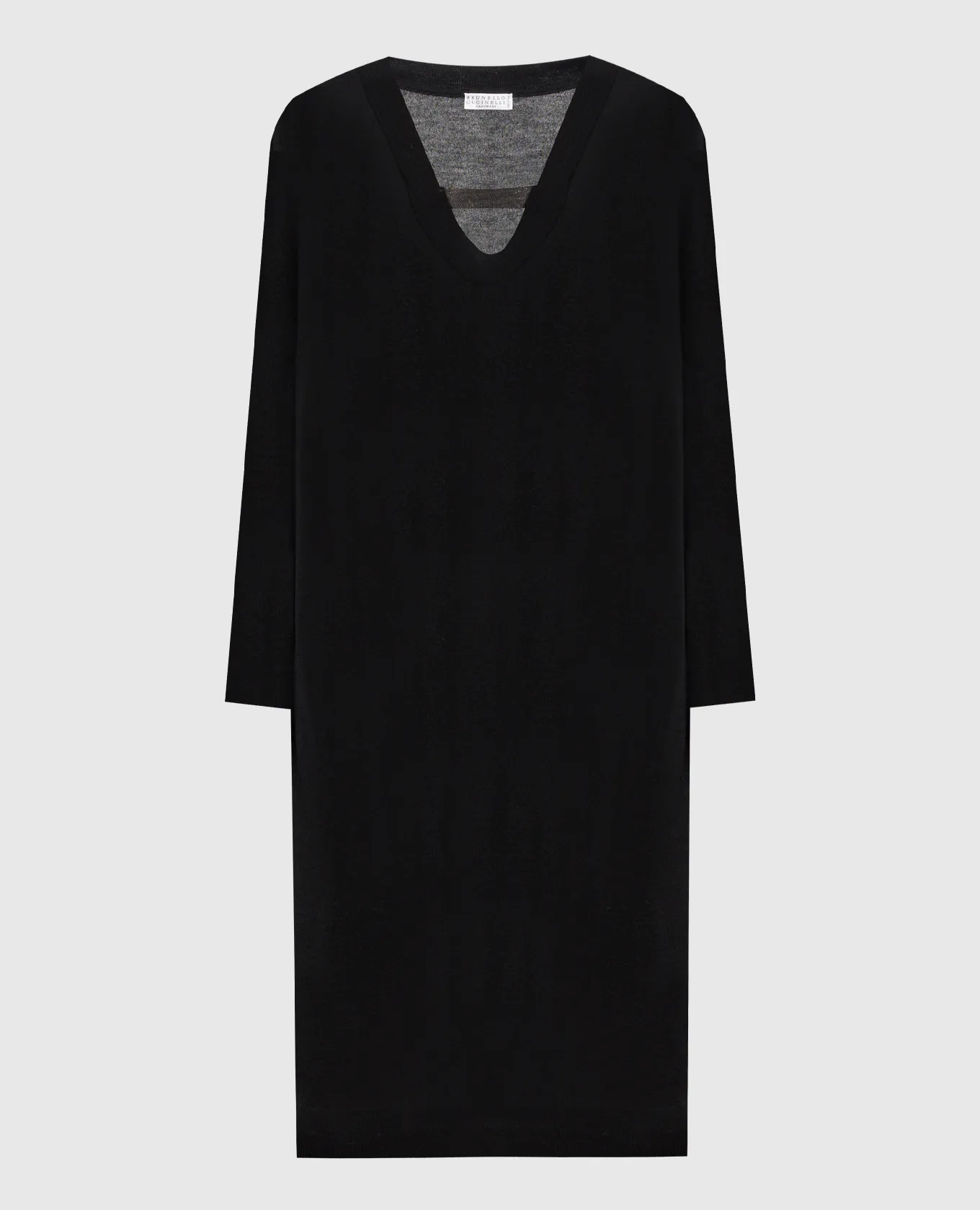 Brunello Cucinelli Black cashmere and silk dress with monil chain