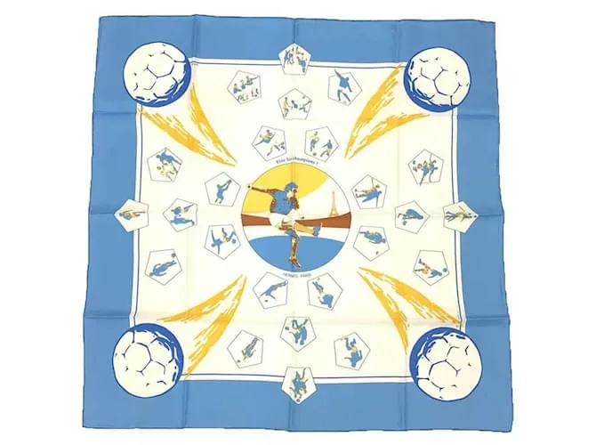 BUFANDA DE SEDA HERMèS  ¡VIVA LOS CAMPEONES! AZUL 