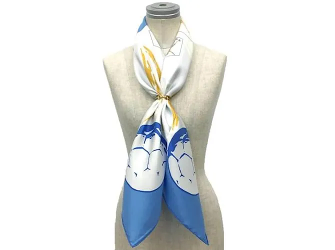 BUFANDA DE SEDA HERMèS  ¡VIVA LOS CAMPEONES! AZUL 