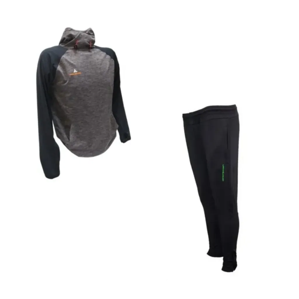 Buzo Deportivo Niño Capucha Gris + Pantalón Chupín Negro