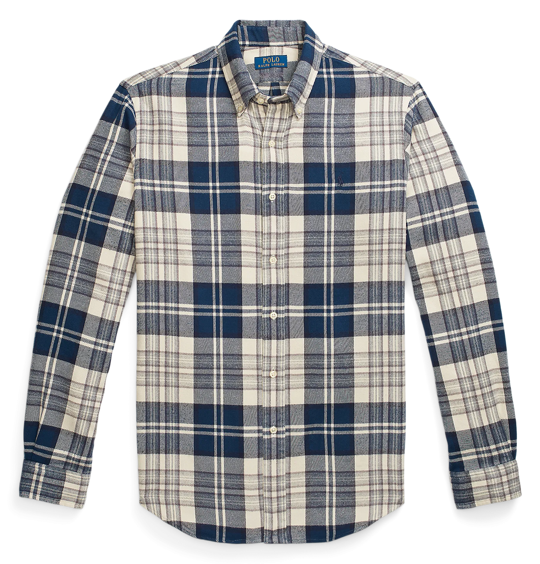 Camisa de algodón a cuadros en beige