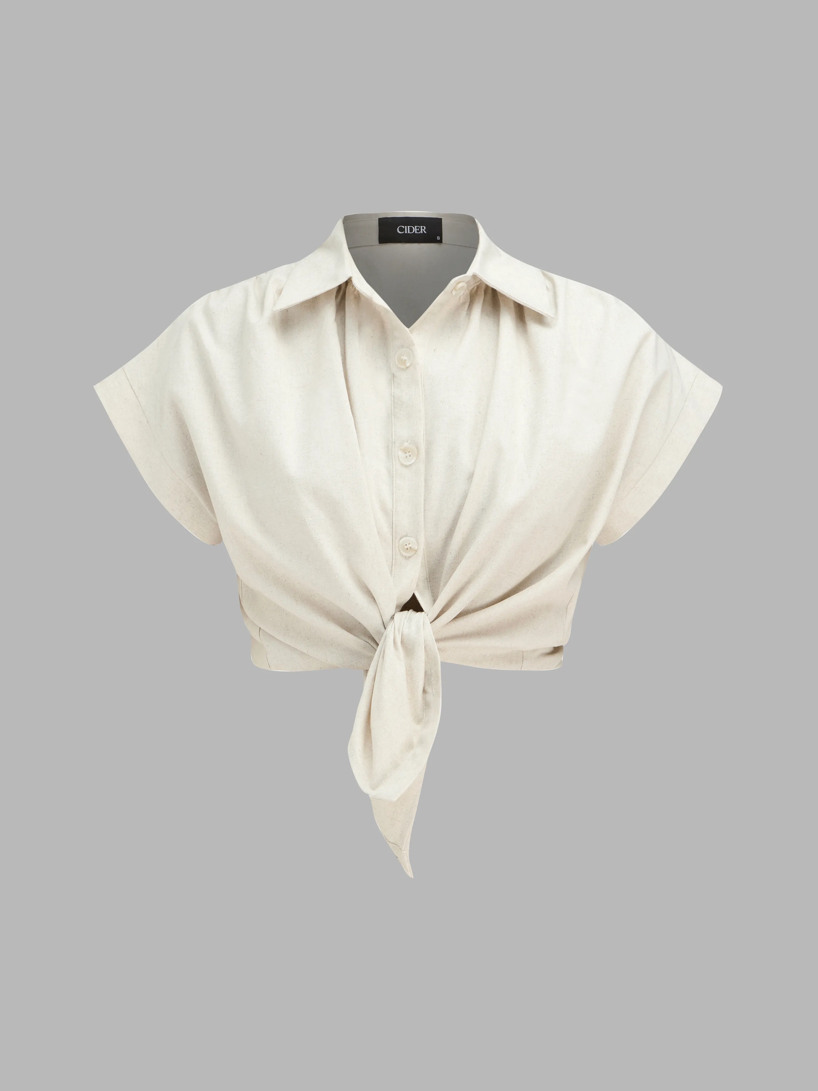 Camisa de lino mezcla con manga corta estilo polo para vacaciones en la Riviera Francesa