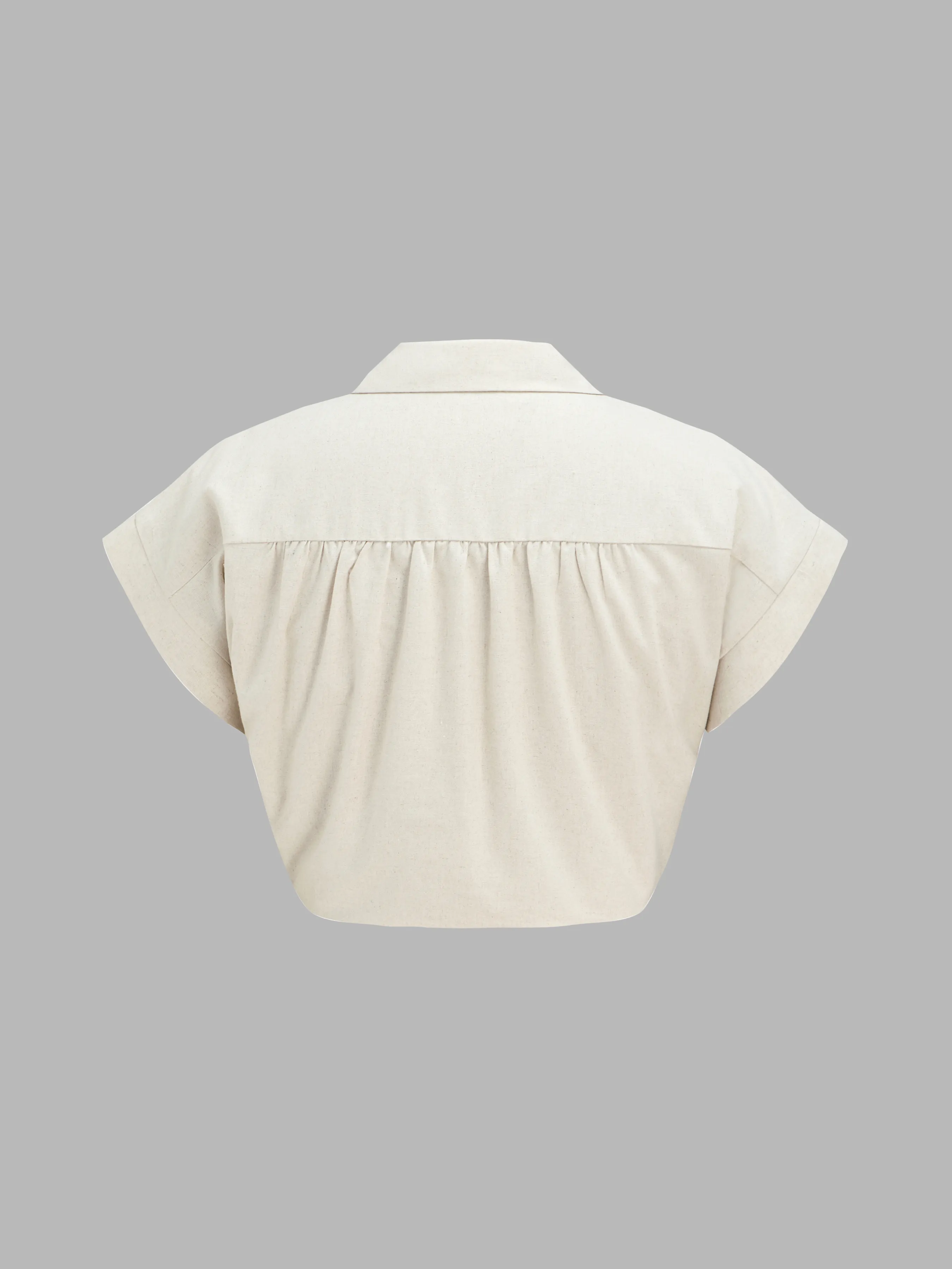 Camisa de lino mezcla con manga corta estilo polo para vacaciones en la Riviera Francesa