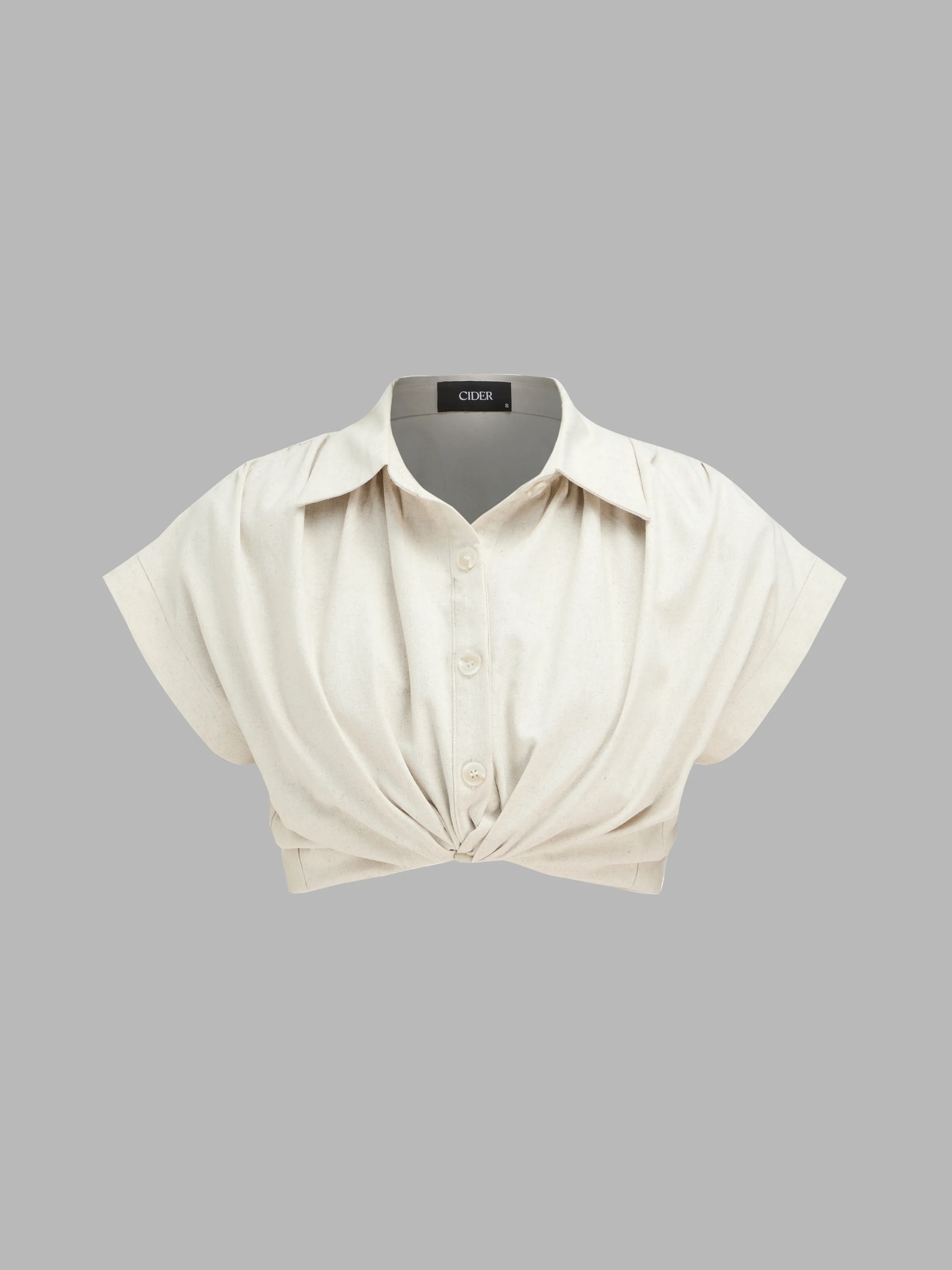 Camisa de lino mezcla con manga corta estilo polo para vacaciones en la Riviera Francesa