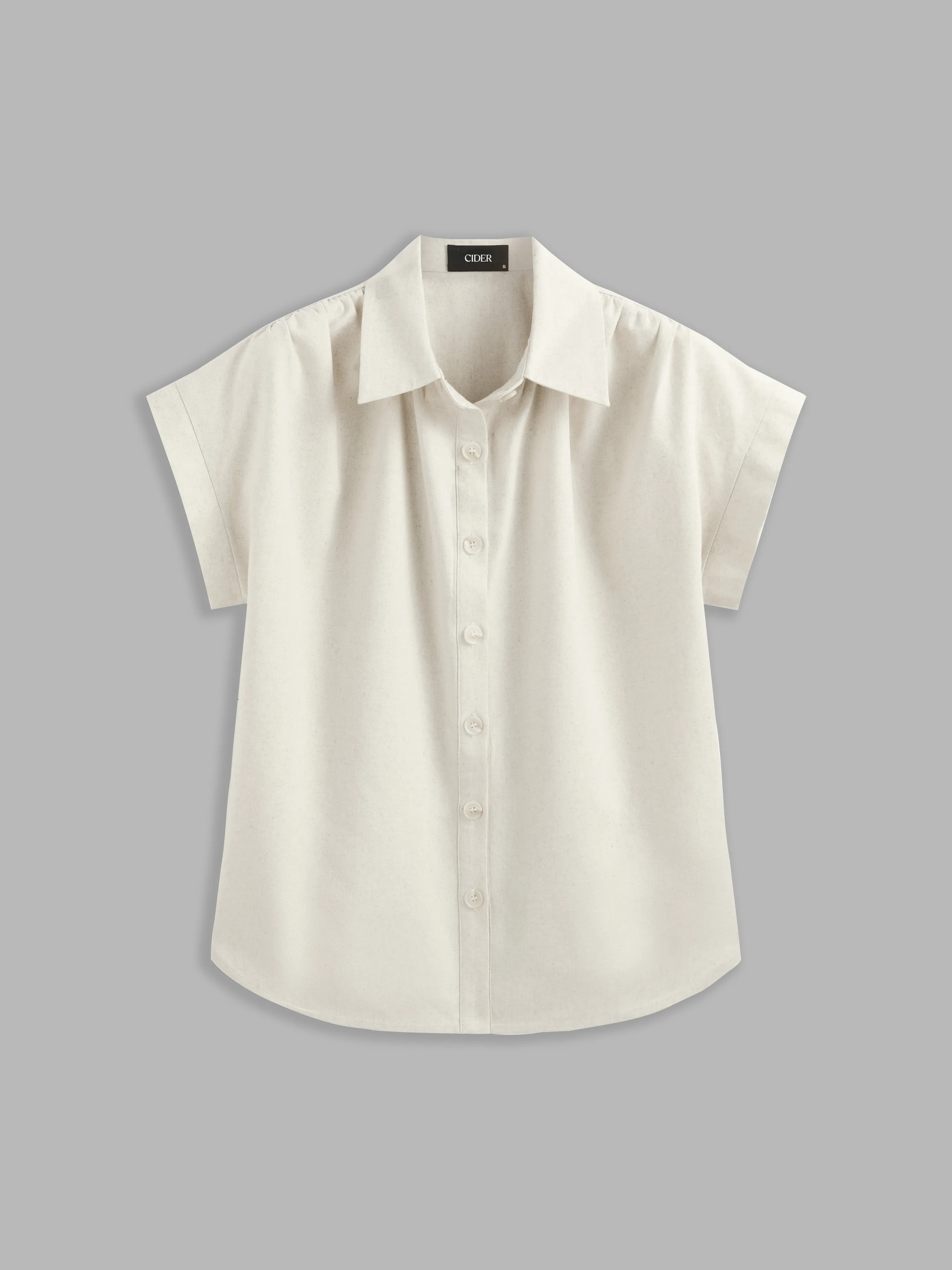 Camisa de lino mezcla con manga corta estilo polo para vacaciones en la Riviera Francesa