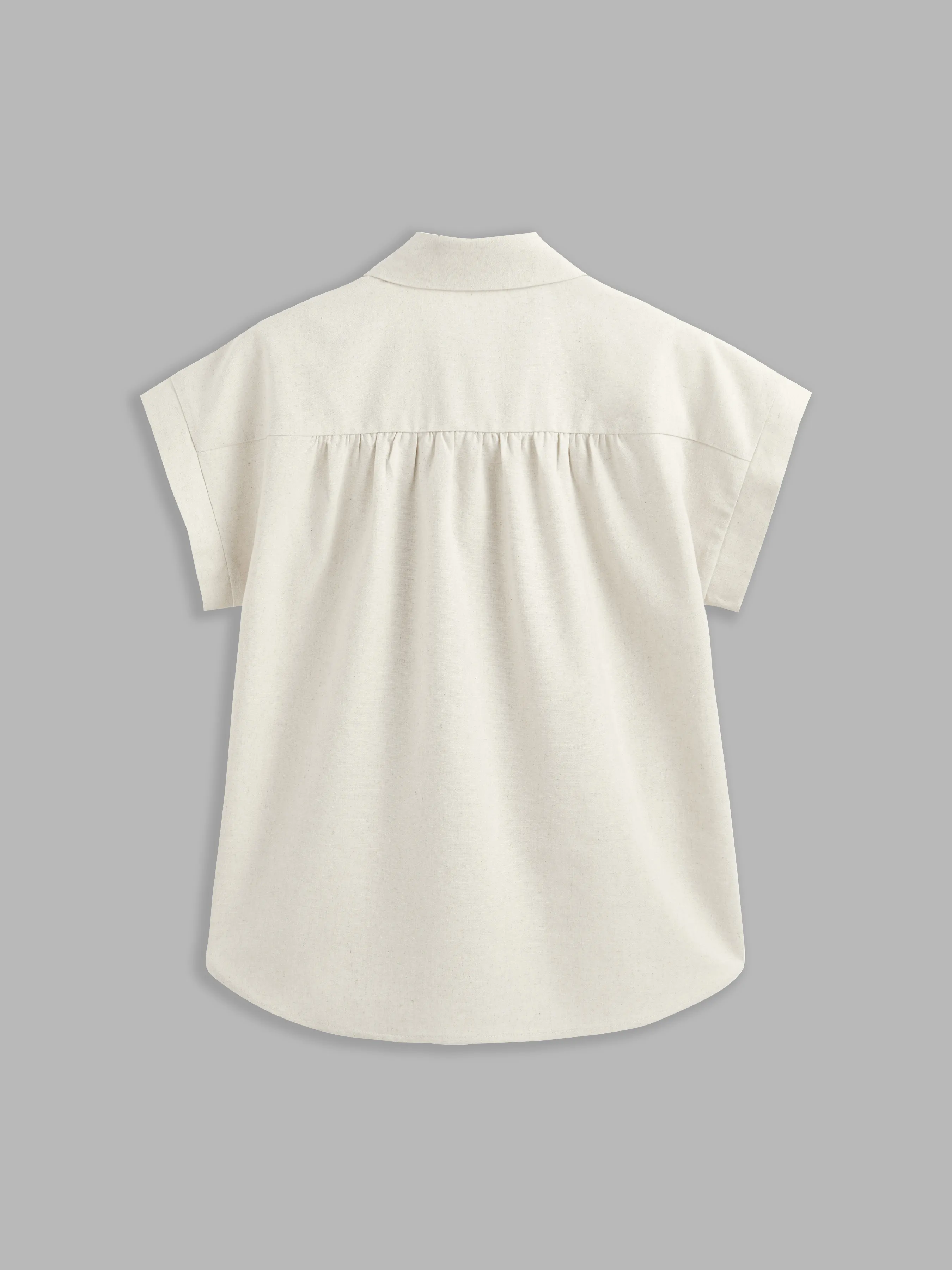 Camisa de lino mezcla con manga corta estilo polo para vacaciones en la Riviera Francesa