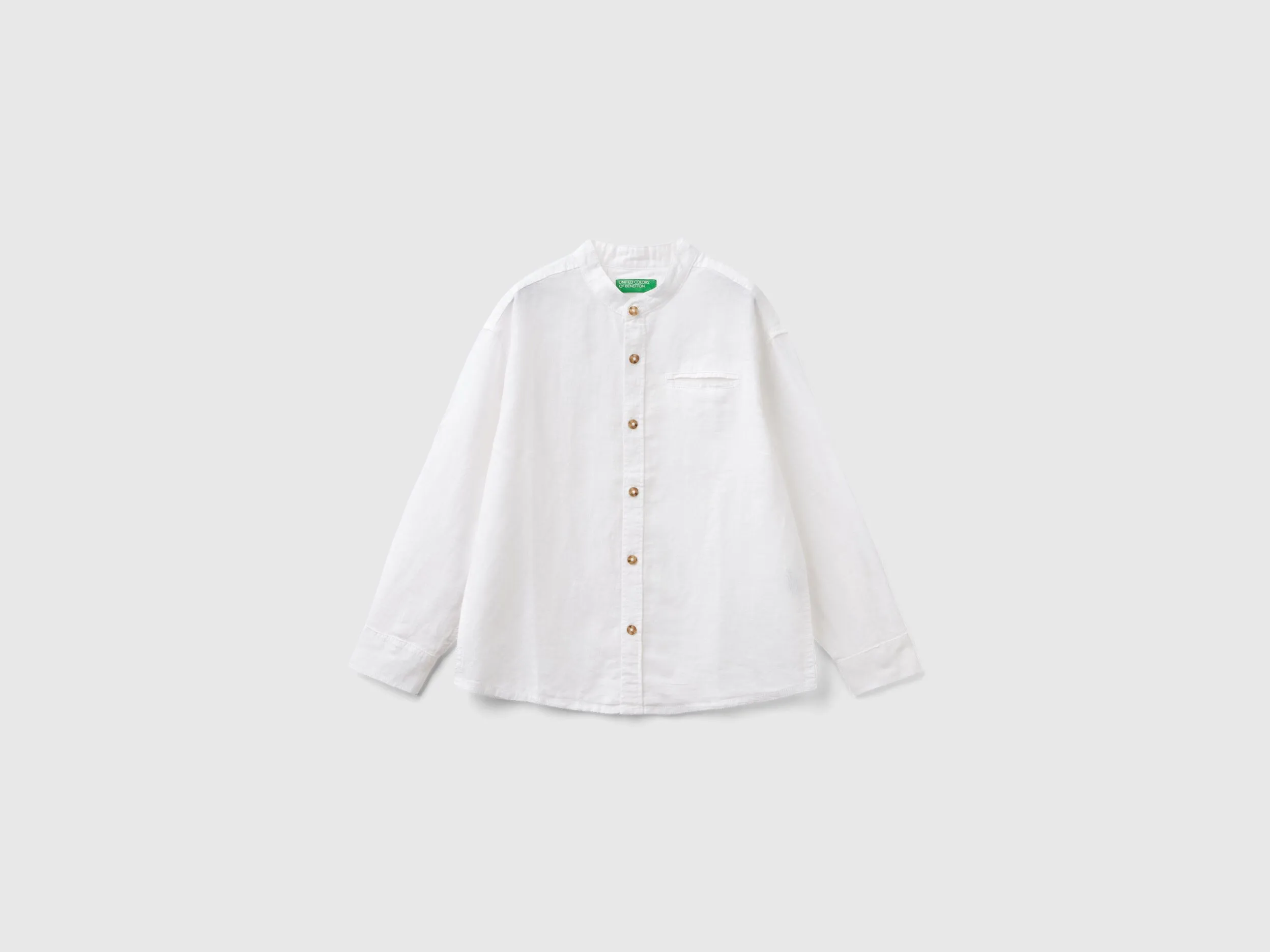 Camisa de lino mixto con cuello mao