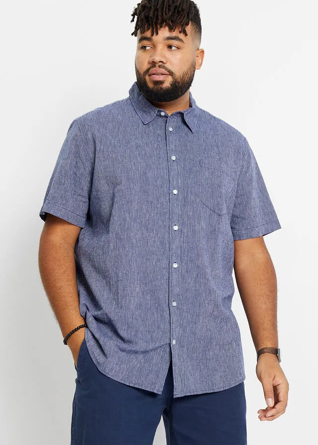 CAMISA DE MANGA CORTA AZULBLANCO DE RAYAS HORIZONTALES