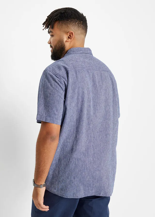 CAMISA DE MANGA CORTA AZULBLANCO DE RAYAS HORIZONTALES